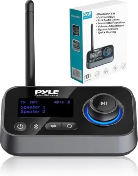 Pyle Pdwm18bt Wireless Bluetooth 5.0 Transmitter Box Lcd Optical/aux Tv/home Stereo
